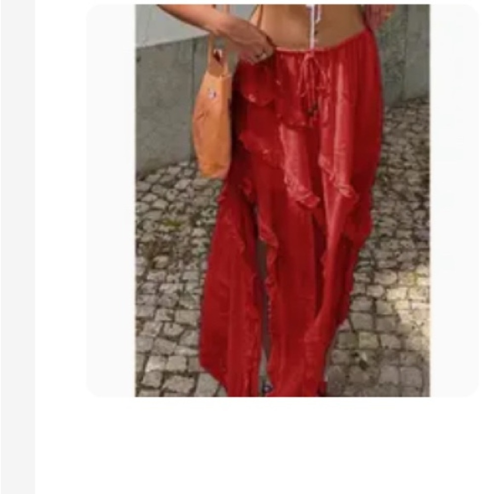 Red Ruffled Maxi Skirt